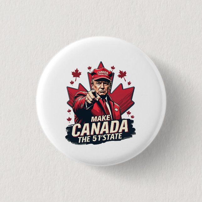 Bóton Redondo 2.54cm Canadá, a 51 ruas State Trump Canadense (Frente)