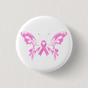 Bóton Redondo 2.54cm Cancer de Mama da Borboleta Rosa  Botão Pin
