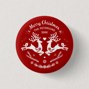 Bóton Redondo 2.54cm Canto Festivo Escandi Vermelho, Velho Natal