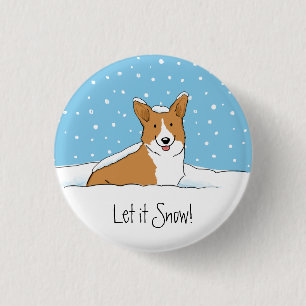 Bóton Redondo 2.54cm Cão da neve do Corgi de Galês do Pembroke