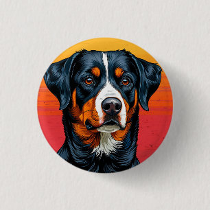 Bóton Redondo 2.54cm Cão de Montanha Bernês Contra Cores de Pôr do Sol
