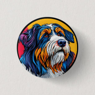 Bóton Redondo 2.54cm Cão Ilustrando Criatividade Vibrante