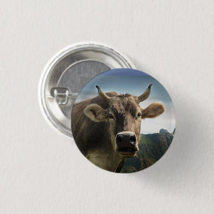 Bóton Redondo 2.54cm Cara da vaca de Brown