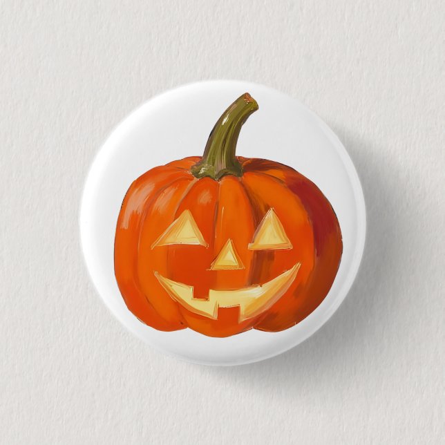 Bóton Redondo 2.54cm Cara de Abóbora Pintada (Frente)