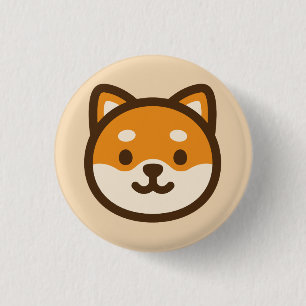 Bóton Redondo 2.54cm Cara de Cachorro Shiba Inu Fofa