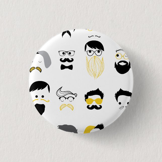 Bóton Redondo 2.54cm Caras engraçadas do hipster (Frente)