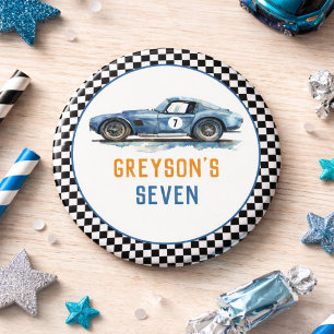Bóton Redondo 2.54cm Carro de Corrida Azul Legal para Meninos Aniversár