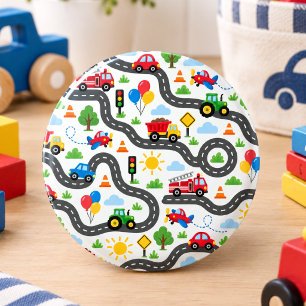 Bóton Redondo 2.54cm Carros de Transporte Fofos Aniversário de 1 ano d
