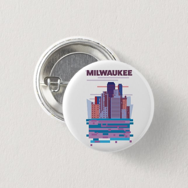 Bóton Redondo 2.54cm Cartaz de viagem de Milwaukee (Frente & Verso)