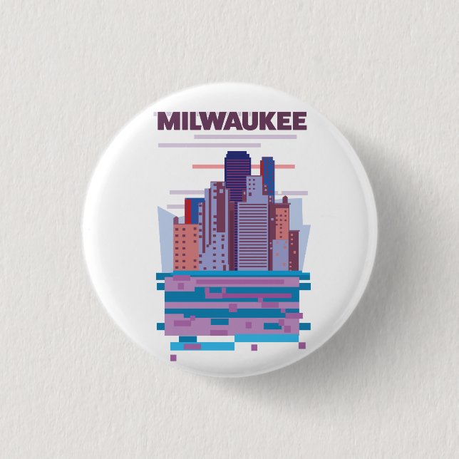 Bóton Redondo 2.54cm Cartaz de viagem de Milwaukee (Frente)