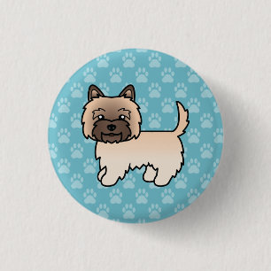 Bóton Redondo 2.54cm Cartoon Cairn Terrier Dog Em Azul
