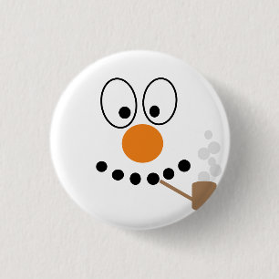 Bóton Redondo 2.54cm Cartoon Encantado Cartoon Snowman Face Natal