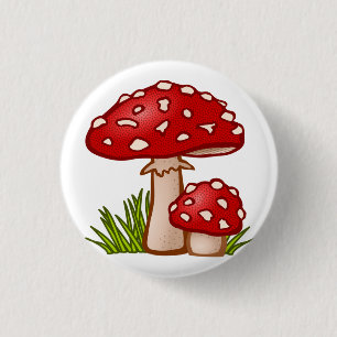 Bóton Redondo 2.54cm Cartoon Red Mushroom