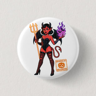 Bóton Redondo 2.54cm Cartoon Succubus de Halloween - Escuro e Reproduto