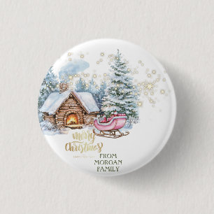 Bóton Redondo 2.54cm Casa de neve da floresta trenó 