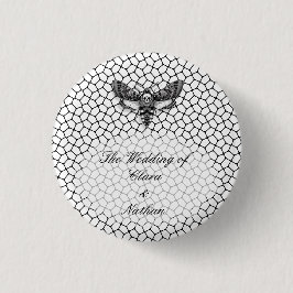 Bóton Redondo 2.54cm Casamento Gótico do Crânio Materno - Elegante Escu