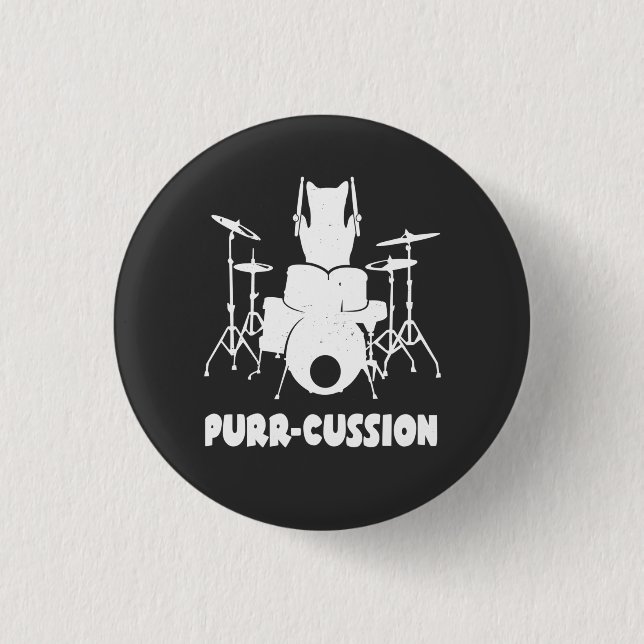 Bóton Redondo 2.54cm Cat Drummer Purr Cussion Engraçado (Frente)