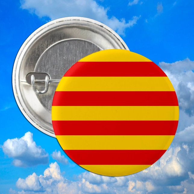 Bóton Redondo 2.54cm Catalunha Flag & Catalan - Moda La Senyera (Criador carregado)