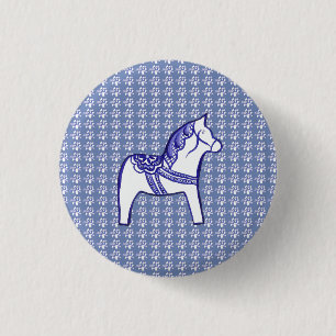 Bóton Redondo 2.54cm Cavalo azul e branco
