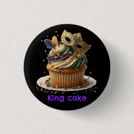 Bóton Redondo 2.54cm Celebração de Cupcake Mascarado do Mardi Gras