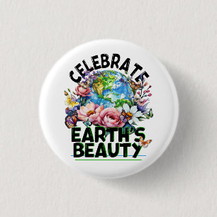 Bóton Redondo 2.54cm Celebrar a Beleza da Terra, Arte do Dia da Terra