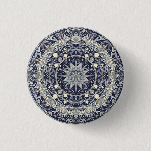 Bóton Redondo 2.54cm Celestial Compass Mandala Star Pattern Art (Frente)