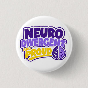 Bóton Redondo 2.54cm Cérebro Neurodivergente e Orgulhoso