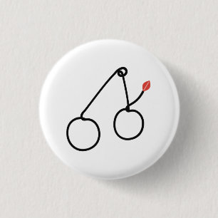 Bóton Redondo 2.54cm Cerejas Minimalistas Arte de Uma Linha com Folha V