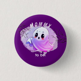 Bóton Redondo 2.54cm Chá de Bebê Boo Festa Tema Halloween Roxo Intenso
