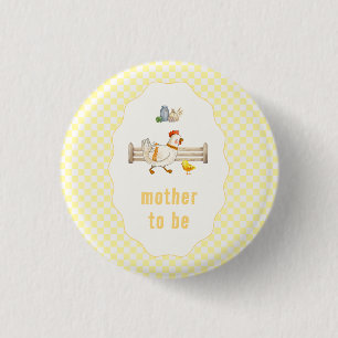 Bóton Redondo 2.54cm Chá de Bebê da Mamãe Gingham Farm Chicks