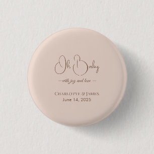 Bóton Redondo 2.54cm Chá de Bebê Minimalista Moderno Blush em Pó
