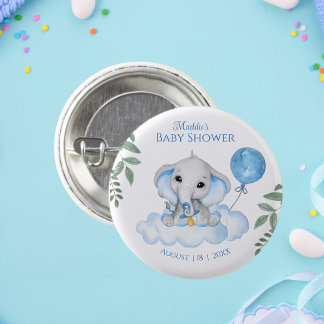 Bóton Redondo 2.54cm Chá de fraldas de Elefante de Aquarela Boys