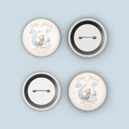 Bóton Redondo 2.54cm Chá de fraldas de estrelas do urso azul