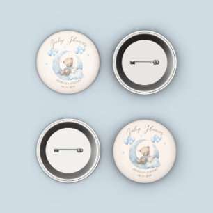 Bóton Redondo 2.54cm Chá de fraldas de estrelas do urso azul