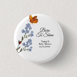 Bóton Redondo 2.54cm Chá de fraldas de flor de aquarelas