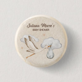 Bóton Redondo 2.54cm Chá de fraldas de Watercolor Stork