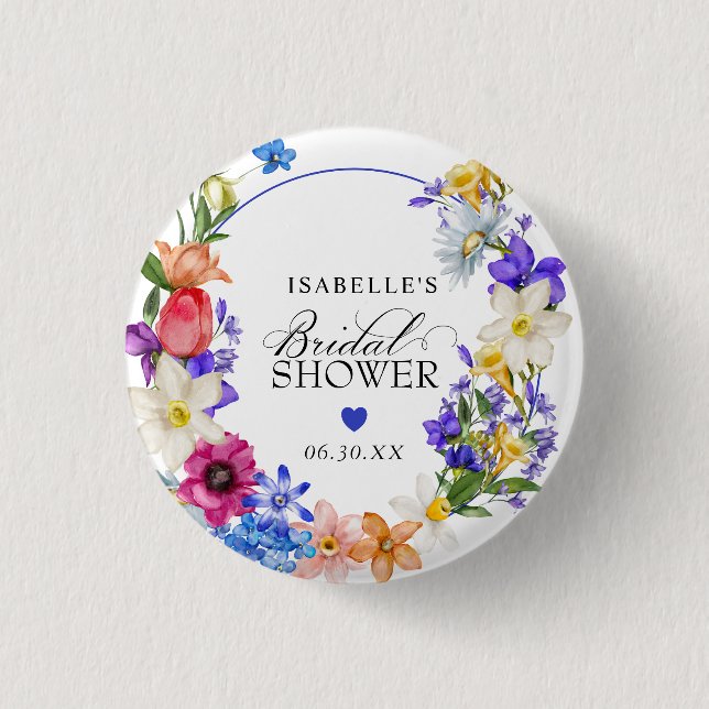 Bóton Redondo 2.54cm Chá de panela de flor selvagem azul-púrpura (Frente)