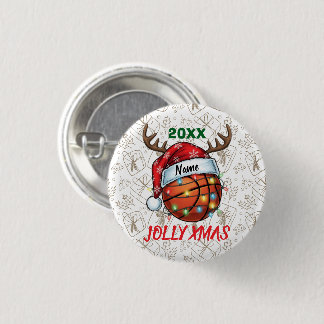 Bóton Redondo 2.54cm Chapéu de Papai Noel Basquete Rena Natal Diversão