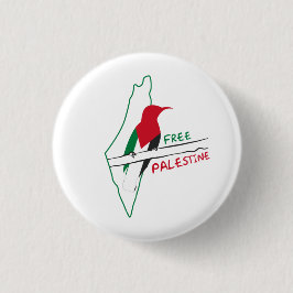 Bóton Redondo 2.54cm Chaveiro mapa da bandeira palestina pássaro