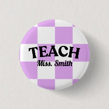 Checkered Purple Teach Teacher Pin