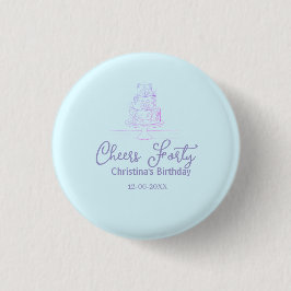 Bóton Redondo 2.54cm Cheers forty happy birthday cake blue purple name 