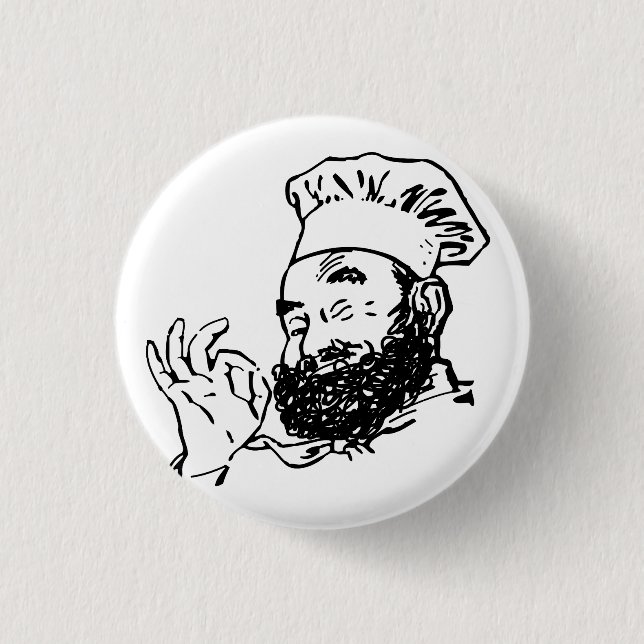 Bóton Redondo 2.54cm Chef de barba aprovado (Frente)