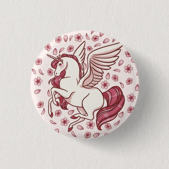Bóton Redondo 2.54cm Cherry Blossom Unicorn (Frente)