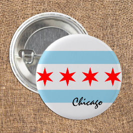 Bóton Redondo 2.54cm Chicago Flag, City & Illinois State USA / esportes