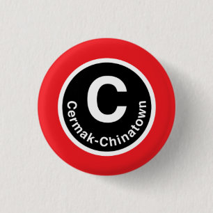 Bóton Redondo 2.54cm Chicago L linha vermelha botão de Cermak-Chinatow