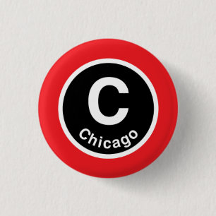 Bóton Redondo 2.54cm Chicago L linha vermelha de Chicago