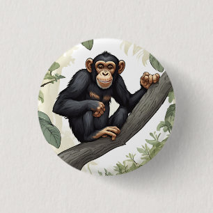 Bóton Redondo 2.54cm Chimpanzé bonito nas saudações do galho