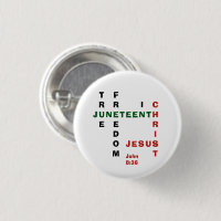 Christian Free no botão JUNETEENTH Cristo