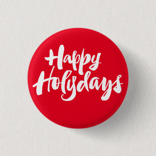 Bóton Redondo 2.54cm Christian Happy Holydays Férias Natal Vermelho
