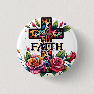 Bóton Redondo 2.54cm Christian Rainbow Faith Cross